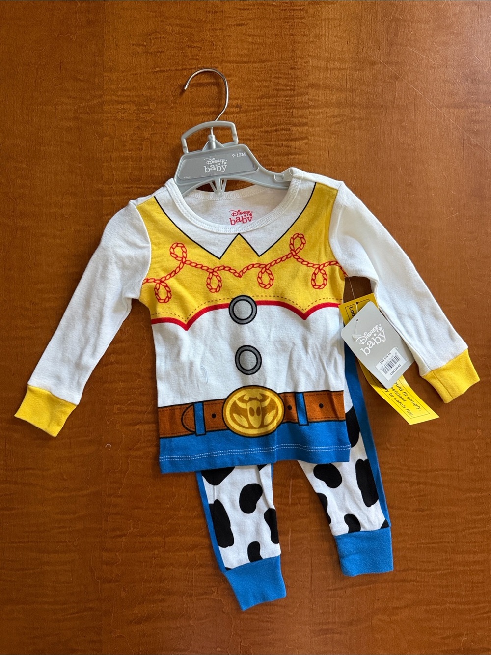 Disney Yellow, White & Blue Woody Baby Costume Pajama Set